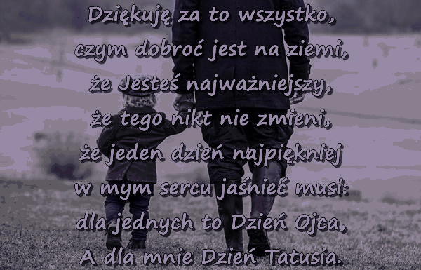Chłopczyk na spacerze z ojcem i życzeniami